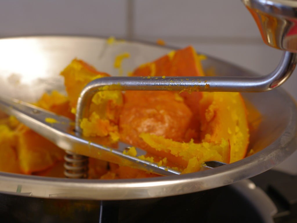 cube de potimarron au presse purée