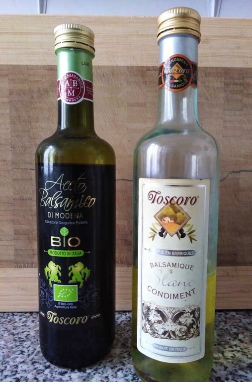 Vinaigre balsamique et condiment balsamique blanc