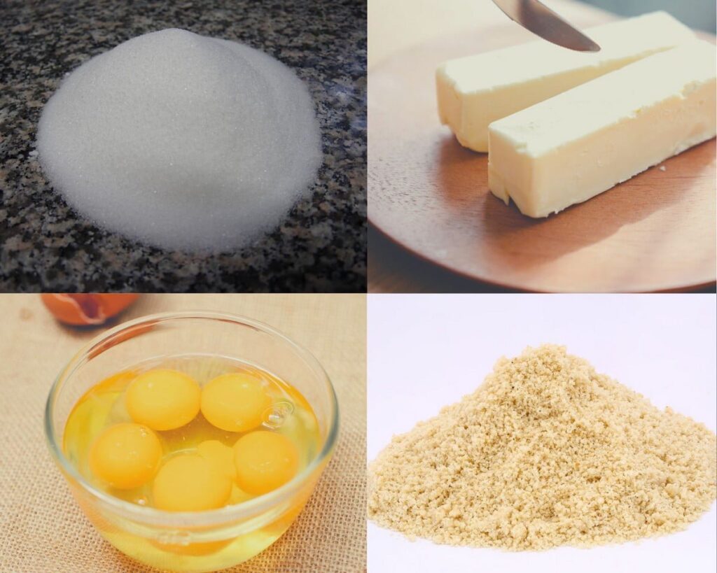 Ingrédients pour la crème d'amande